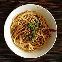 A bowl of hot dry noodles.