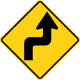 Zeichen W1-3R Umgekehrte scharfe Kurve (rechts)
