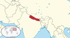 Localizarea Nepalului (unde e roșu)
