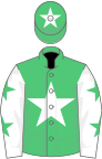 Emerald green, white star, white sleeves, emerald green stars, emerald green cap, white star