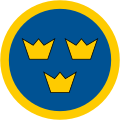 Sweden 1940 to present A gold ring was added in 1940, and this roundel has been retained to today