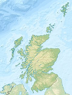 Mapa konturowa Szkocji, po lewej znajduje się punkt z opisem „North Uist”