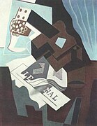 Stilleben mit Gitarre, Buch und Zeitung (Bodegón con guitarra, libro y periódico), 1919, Kunstmuseum, Basilea.