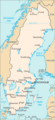Sweden, including largest cities and lakes