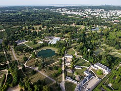 Gardens of the Petit Trianon, background: Hameau de la Reine