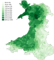 English: Linguistic maps of the Welsh language Cymraeg: Map o siaradwyr Cymraeg yng Nghymru