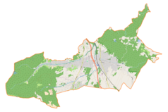 Mapa konturowa gminy Wilkowice, w centrum znajduje się punkt z opisem „Wilkowice”