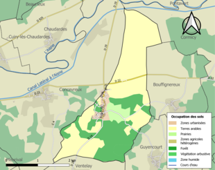 Carte en couleurs présentant l'occupation des sols.