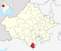 Location of Banswara district in Rajasthan