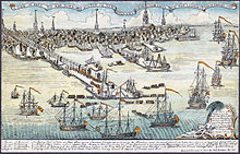 Huit navires britanniques débarquent deux régiments dans le port de Boston