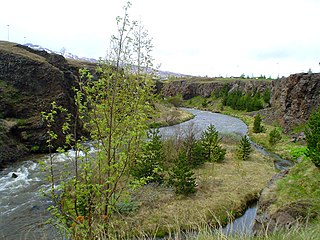 Glerá river in Akureyri, Iceland