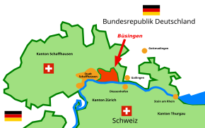 Poziția comună Büsingen am Hochrhein pe harta districtului Konstanz