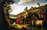 El viaxe de Abraham a Canaán. Oleu por Pieter Lastman, 1614