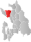 Lunner markert med rødt på fylkeskartet