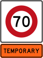 Temporary 70 km/h speed limit