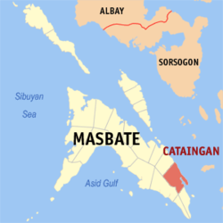 Map of Masbate with Cataingan highlighted