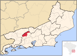 Localização de Vassouras no Rio de Janeiro