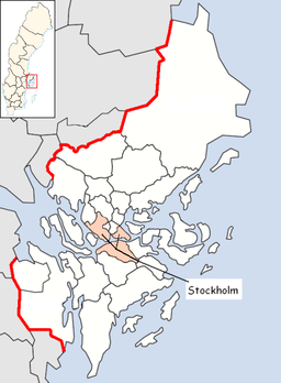 Stockholms kommuns läge i Stockholms län