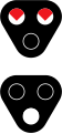 Lights at level crossing. Flashing reds: Stop. Flashing white (optional): Signals are operational.