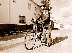 "Afilador" with converted "scissors grinder bicycle" in Spain, 20th c.