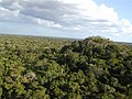 Pirámide do Tigre na cidade maia de El Mirador (Petén, Guatemala, preclásico tardío, carao 600 a. C.). Tamén incluía a pirámide La Danta, hoxe en día oculta pola selva, un complexo relixioso máis grande que a Gran Pirámide de Gizeh.