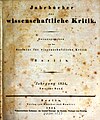 Jahrbücher für wissenschaftliche Kritik, 1834, Band 2, Titelseite