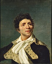 Photographie en couleur d'une peinture représentant un homme de semi-profil.