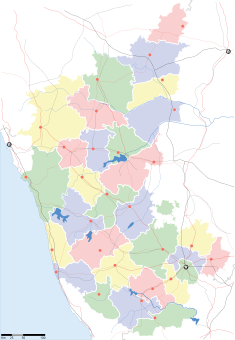 Map indicating the location of Bellary ಬಳ್ಳಾರಿ