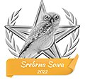 Odznaka Srebrnej Sowy za uzyskanie przynajmniej 100 punktów w klasyfikacji punktowej podczas Miesiąca Wyróżnionego Artykułu 2022 od Openbk