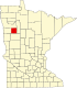 Harta statului Minnesota indicând comitatul Mahnomen