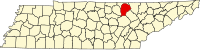 Locatie van Fentress County in Tennessee