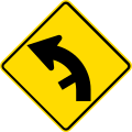 (PW-26) Curve between 15 and 90 degrees with minor road, to left