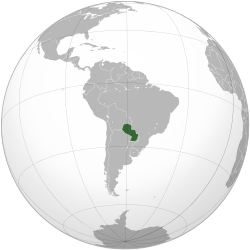 Location of  Paraguay  (dark green) in South America  (grey)