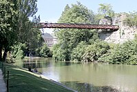 Suspension bridge to Belvedere island, designed by Gustave Eiffel in 1867