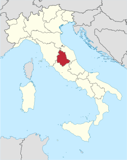 Местоположение на Умбрия в Италия