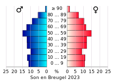 Bevolkingspiramide van de gemeente Son en Breugel