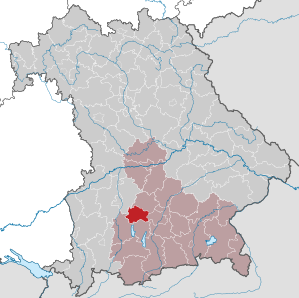 Beliggenheden af Landkreis Fürstenfeldbruck i Bayern (klikbart kort)