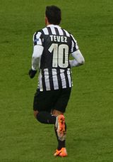 Tevez wearing non 10 Juventus shirt (back)