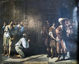 Judas wirft sich vor Joseph nieder – Nicolas Tournier