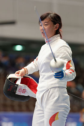 Sun Yiwen aux championnats du monde d'escrime 2013.