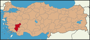 Localização da província de Denizli na Turquia