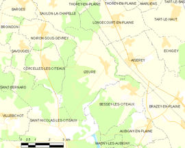 Mapa obce Izeure