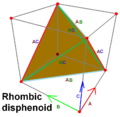 rhombisches Disphenoid mit drei ungleichen Achsen A, B, C