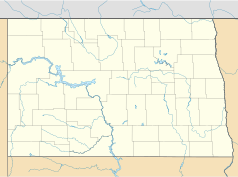Mapa konturowa Dakoty Północnej, po lewej nieco na dole znajduje się punkt z opisem „Richardton”