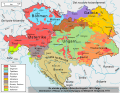 Kartskisse over etniske grupper og språkområde i Austerrike-Ungarn før første verdskrigen