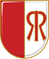 Gemeinde Stettenhofen Gespalten von Rot und Silber; hinten der rote Doppelbuchstabe R.