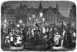 Illustration des festivités de la Saint-Martin à Düsseldorf en 1863.