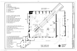 Layout of Cable Car Museum; primary exhibit space is on the northwest mezzanine level