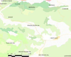 Poziția localității Pradelles-en-Val