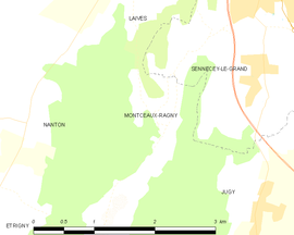 Mapa obce Montceaux-Ragny